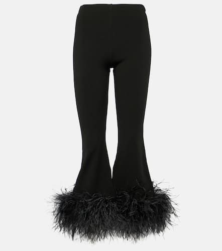 Feather-trimmed high-rise flared pants - Valentino - Modalova