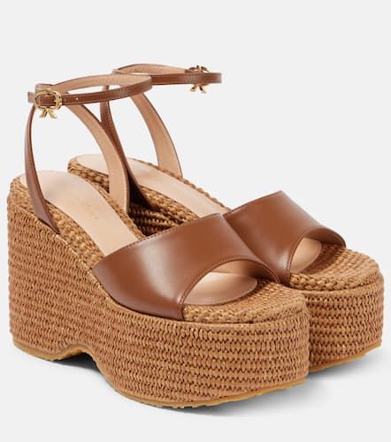 Sandali espadrillas in pelle con zeppa - Gianvito Rossi - Modalova