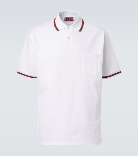 Polo de piqué en mezcla de algodón con Web - Gucci - Modalova