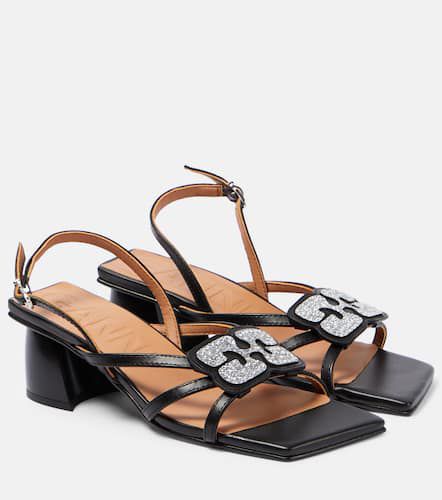 Embellished faux leather sandals - Ganni - Modalova