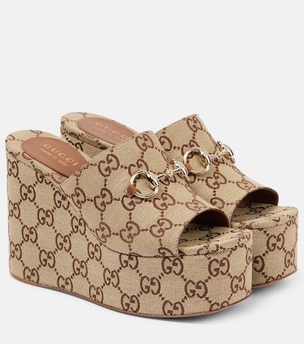 Wedge-Pantoletten Carmen Horsebit 60 aus Canvas - Gucci - Modalova