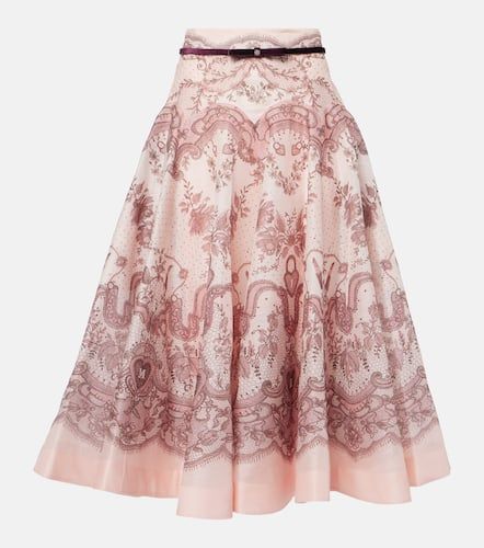 Falda midi Crush Flared de lino y seda - Zimmermann - Modalova