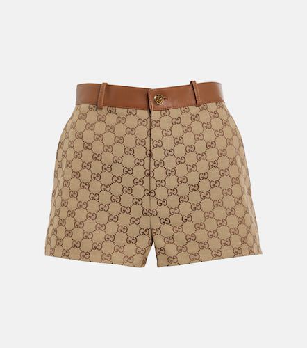 GG Supreme leather-trimmed shorts - Gucci - Modalova
