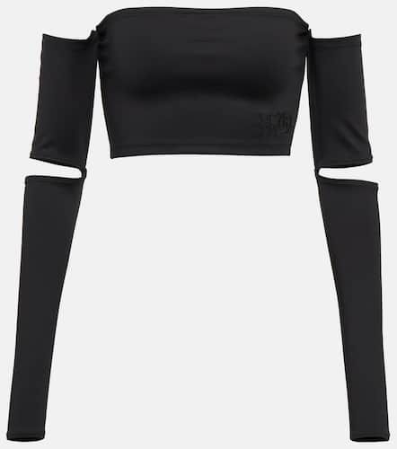 Jersey crop top with cutout sleeves - MM6 Maison Margiela - Modalova