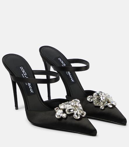 Mules in raso con cristalli - Dolce&Gabbana - Modalova