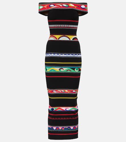 Striped off-shoulder jacquard midi dress - Pucci - Modalova