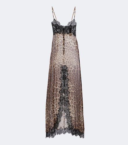 Abito lungo in misto seta con pizzo - Dolce&Gabbana - Modalova