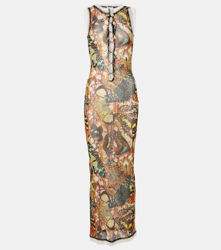 Vestido largo de malla estampada con encaje - Jean Paul Gaultier - Modalova