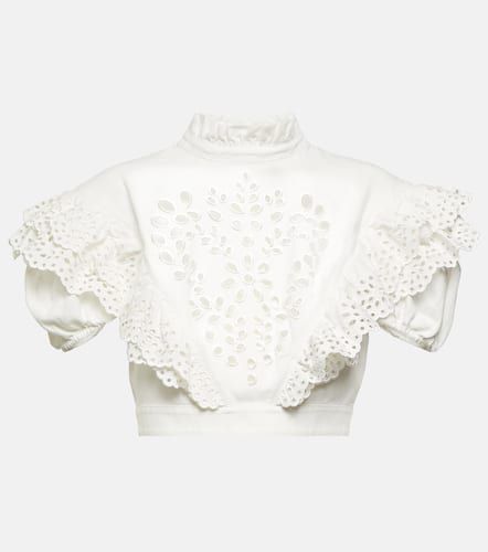 Ometto broderie anglaise cotton cropped top - Sportmax - Modalova