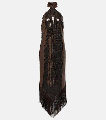 Nina fringed halterneck crêpe midi dress - Taller Marmo - Modalova