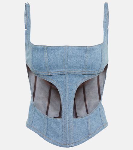 Mugler Top aus Denim und Mesh - Mugler - Modalova