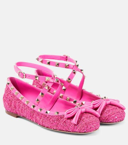 Bailarinas Rockstud de bouclé y piel - Valentino Garavani - Modalova