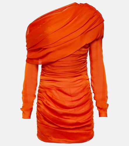 One-shoulder ruched silk minidress - Saint Laurent - Modalova