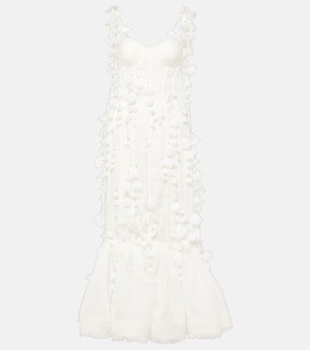 Embroidered floral linen and silk midi dress - Zimmermann - Modalova