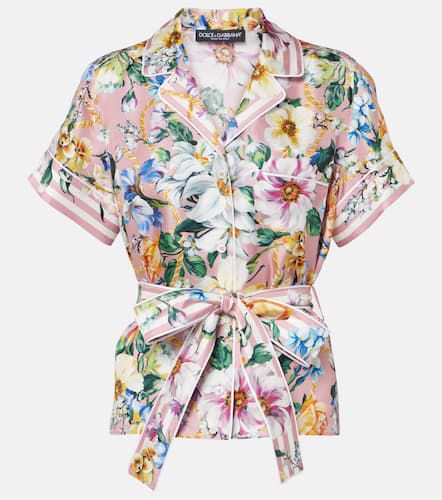 Bow-detail floral silk shirt - Dolce&Gabbana - Modalova