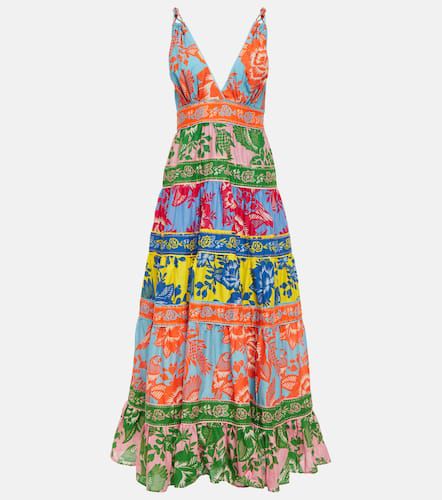 Printed tiered cotton midi dress - Farm Rio - Modalova