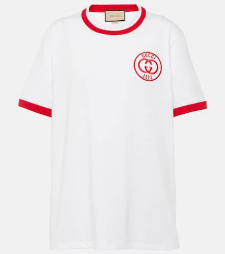 Logo embroidered cotton jersey T-shirt - Gucci - Modalova