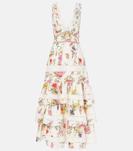 Floral tiered cotton and silk maxi dress - Camilla - Modalova