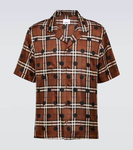 Camisa de sarga de seda a cuadros con lunares - Burberry - Modalova