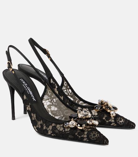 Rainbow embellished lace slingback pumps - Dolce&Gabbana - Modalova