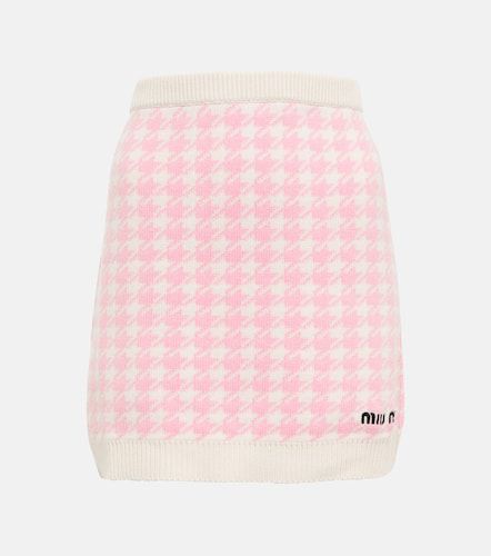 Houndstooth cashmere miniskirt - Miu Miu - Modalova