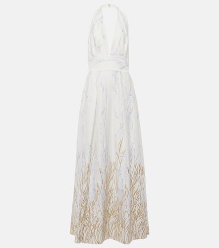 Embroidered halterneck cotton-blend gown - Elie Saab - Modalova