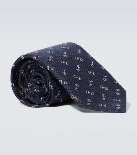 Corbata de seda con Horsebit en jacquard - Gucci - Modalova