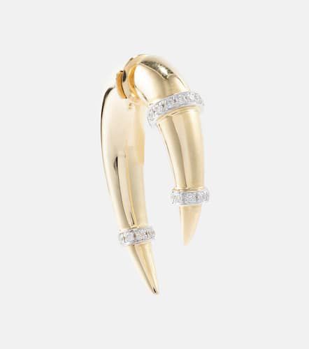 Pendiente único Horn de oro amarillo y blanco de 14 ct con diamantes - Rainbow K - Modalova