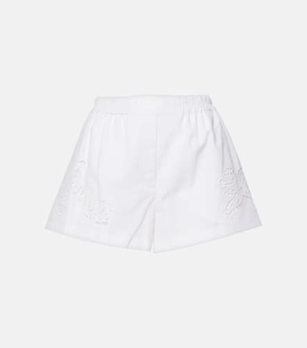 Shorts in popeline di cotone e sangallo - Versace - Modalova