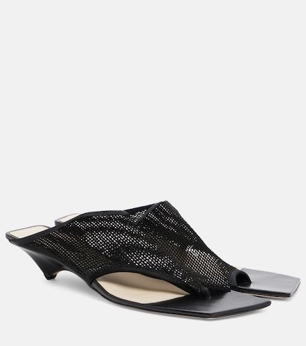 Edge Stretch leather-trimmed mesh mules - Christen - Modalova