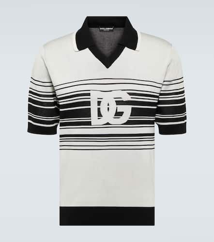 Logo striped silk jacquard polo shirt - Dolce&Gabbana - Modalova