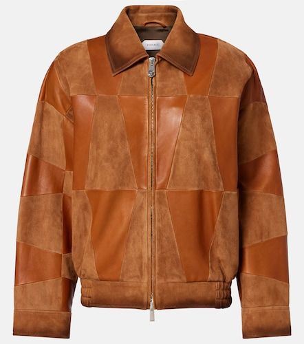 Giacca blouson in pelle e suede - Versace - Modalova
