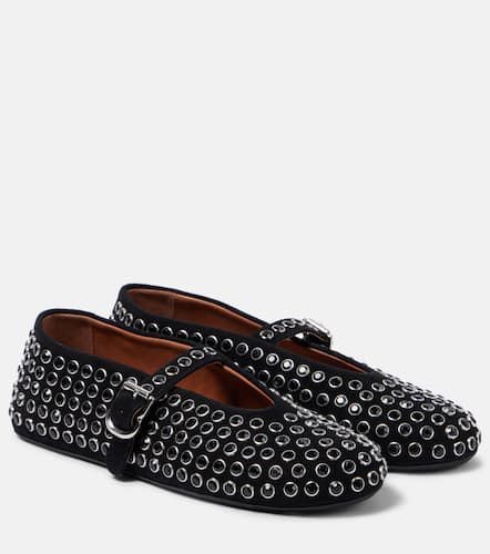 AlaÃ¯a Crystal-embellished suede ballet flats - Alaia - Modalova