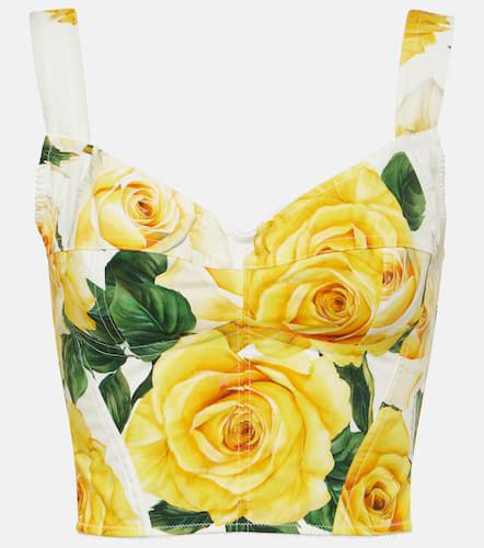 Floral cotton-blend bustier top - Dolce&Gabbana - Modalova