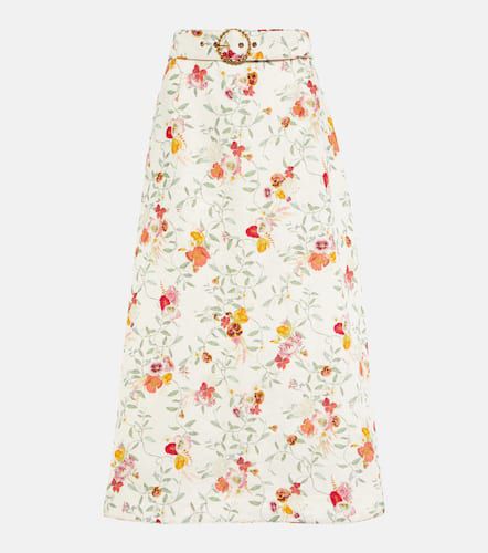 Belted floral linen midi skirt - Zimmermann - Modalova