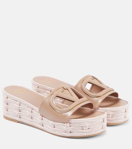 VLogo cutout leather espadrille slides - Valentino Garavani - Modalova