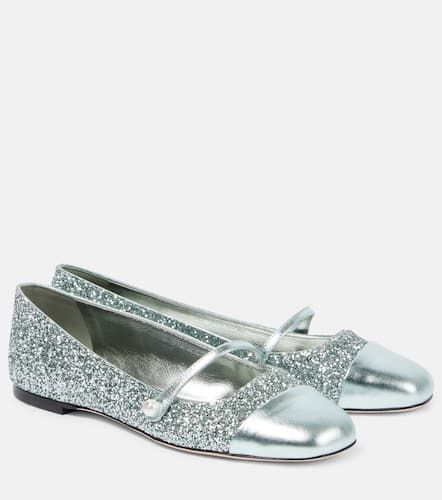 Elisa leather-trimmed glitter ballet flats - Jimmy Choo - Modalova