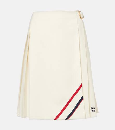 Pleated wool and mohair midi skirt - Miu Miu - Modalova