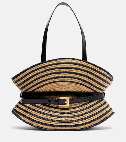 Raffia-effect striped shoulder bag - Balmain - Modalova