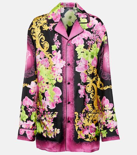 Orchid Barocco silk twill pajama shirt - Versace - Modalova