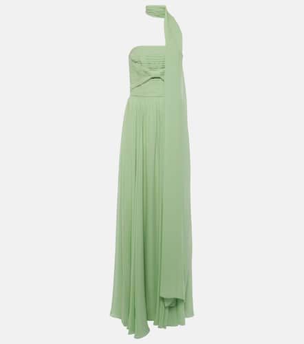 Scarf-detail pleated silk gown - Elie Saab - Modalova