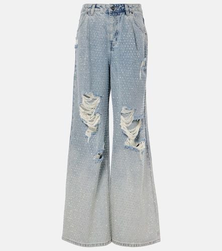 Embellished distressed wide-leg jeans - Self-Portrait - Modalova