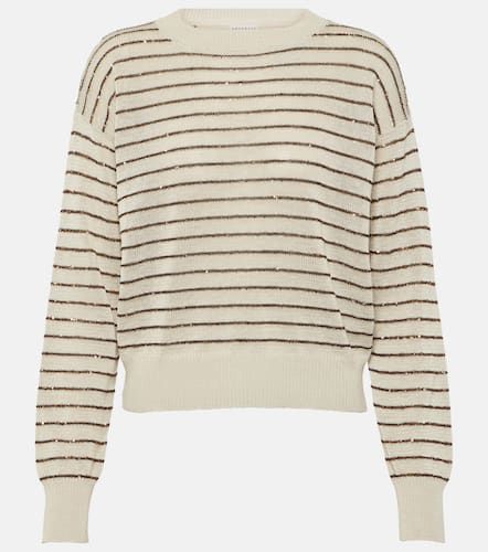 Striped cotton sweater - Brunello Cucinelli - Modalova