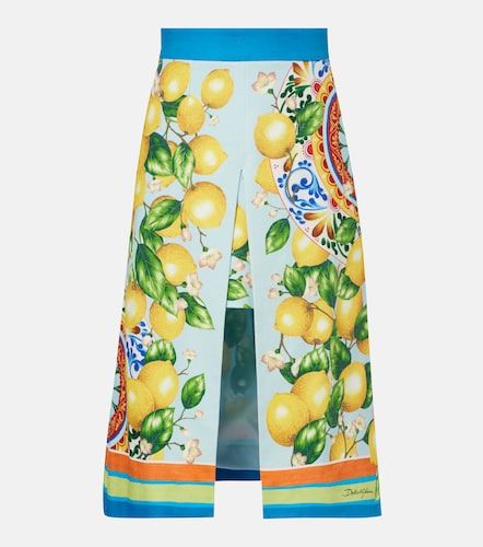 Layered printed cotton-blend midi skirt - Dolce&Gabbana - Modalova