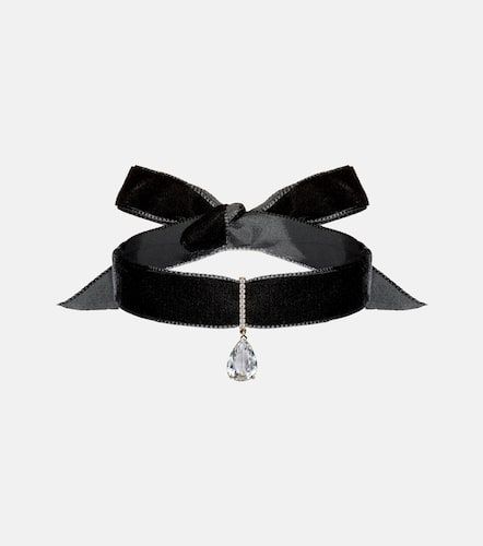 Kt gold and velvet choker with topaz and diamonds - Mateo - Modalova