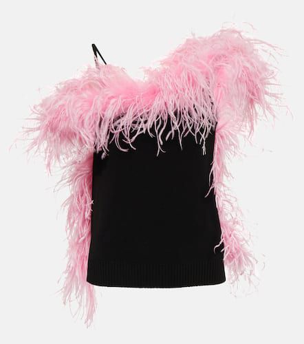 Feather-trimmed knitted top - The Attico - Modalova