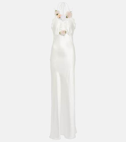 Bridal floral-appliqué lace-trimmed silk gown - Rodarte - Modalova