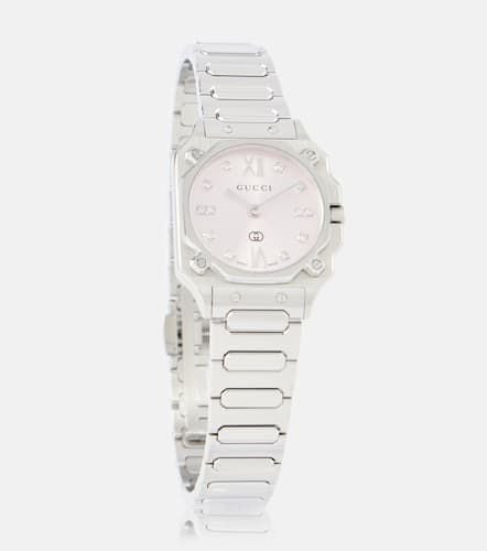 G-Flat diamond-embellished 24mm stainless steel watch - Gucci - Modalova