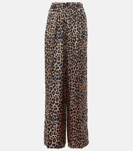 Leopard-print silk wide-leg pants - Max Mara - Modalova