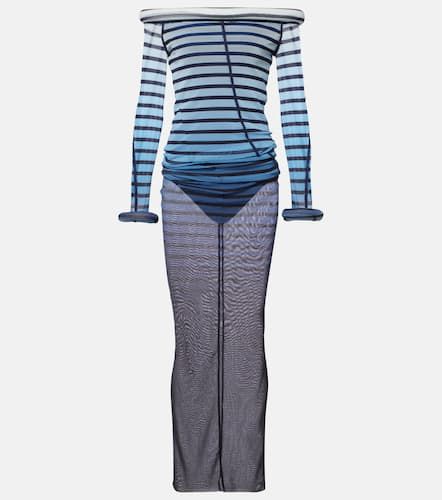 Striped semi-sheer tulle maxi dress - Jean Paul Gaultier - Modalova